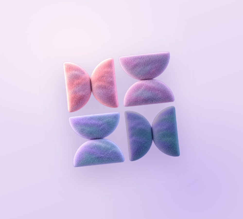 The Morfist mark as four plush tiles in four colours