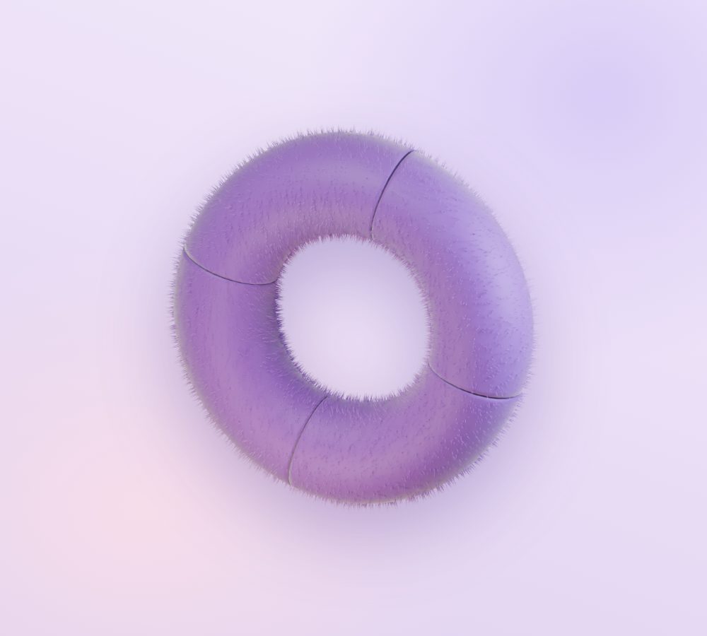 A slow-turning lilac fur loop